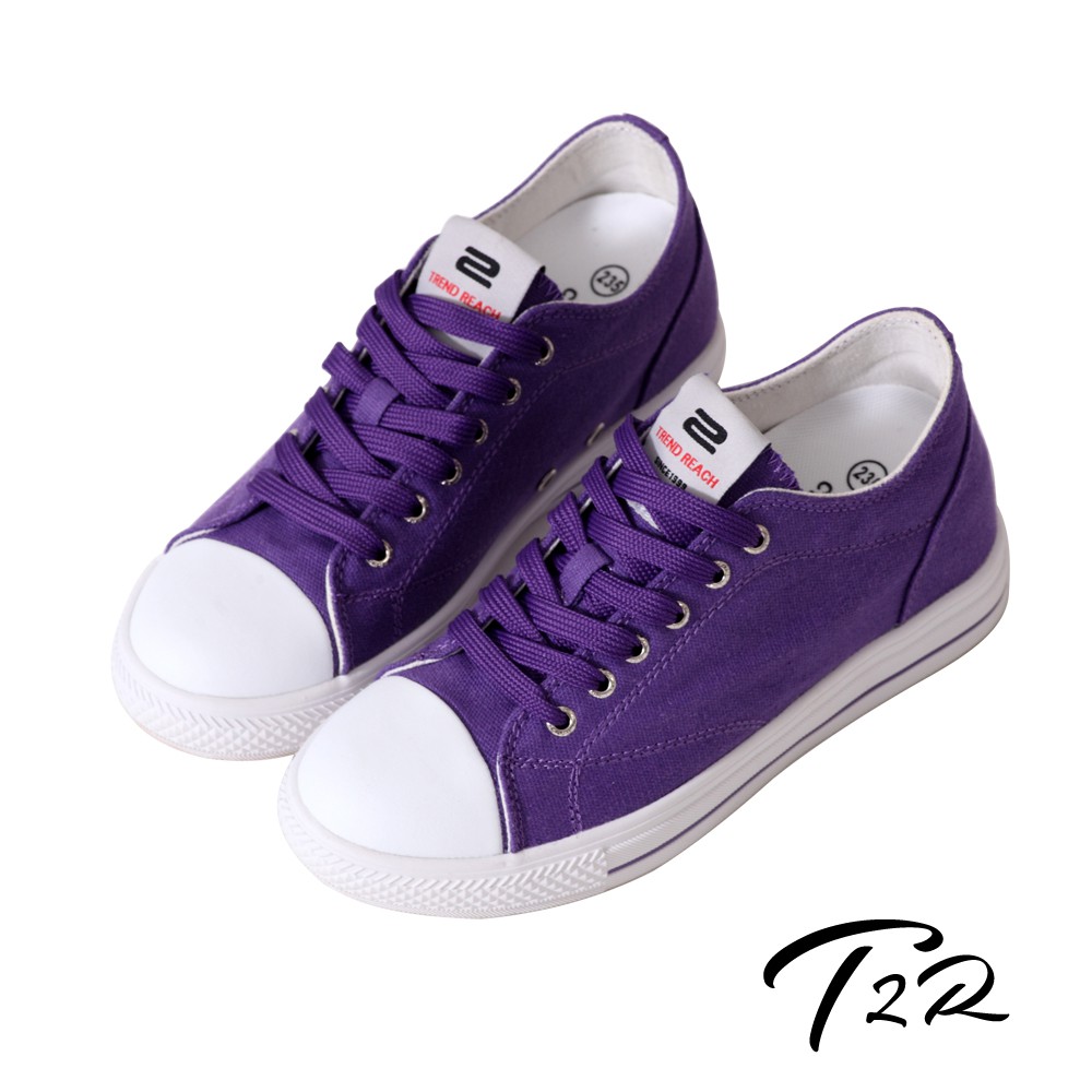 【韓國T2R】百搭帆布隱形氣墊增高鞋 7CM 紫(5600-0256)