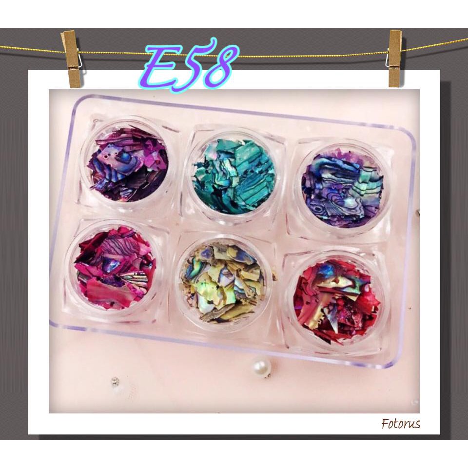 【指甲樂園nails】美甲光療 日系飾品 彩色貝殼片 五彩鮑魚貝殼片 6色入『E58』