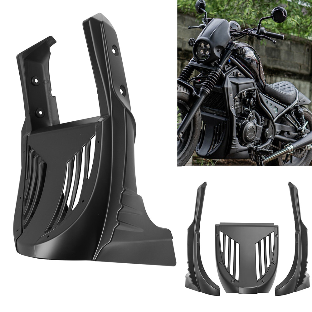 摩托車黑色下下巴下整流罩擾流板罩腹盤面板發動機護罩適用於本田 Rebel CMX 300 500 2017-2022
