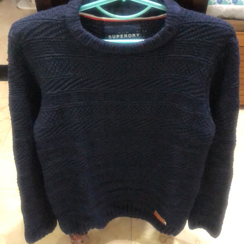 SUPERDRY 正品 針織衫 毛衣 百搭 低調 文青 深藍 M號