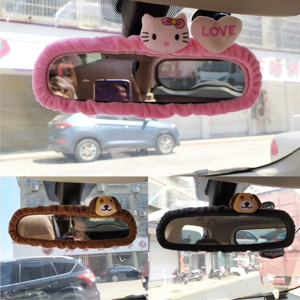 可愛貓咪愛心小狗汽車後照鏡套電動車後照鏡套裝飾男女士車內飾品