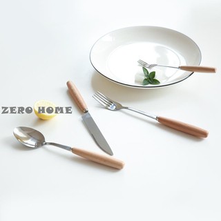 ZERO HOME北歐木槿日式櫸木柄不銹鋼刀叉餐具牛排刀叉勺子咖啡勺筷子S-26&超取請聊聊我&預購
