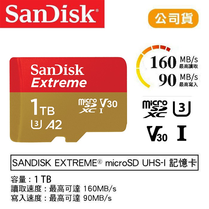 【攝界】公司貨 終保 SanDisk Extreme TF microSD 1T 1TB 高速記憶卡 160MB/s