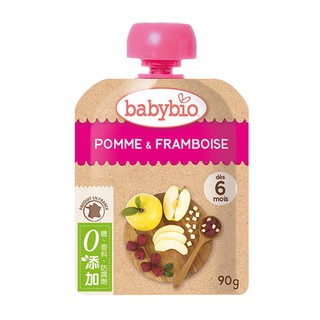 法國Babybio 生機蘋果覆盆莓纖果泥90g kewpie官方直營店