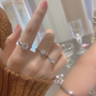 SUMMER 銀飾💫［925純銀］極簡水鑽戒指💎六爪鑽美戒 純銀戒指