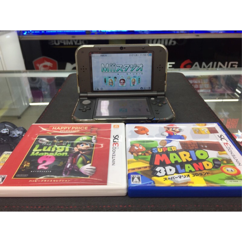 New 3DS LL 日規機 二手主機 加兩片遊戲 硬殼包 遊戲收納盒