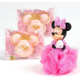 【JPGO日本購 】日本進口 迪士尼人物造型 香皂禮盒 ~ 米妮款 香皂x2 沐浴球x1