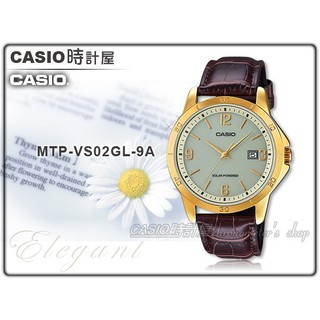 CASIO 卡西歐 時計屋 手錶專賣店 MTP-VS02GL-9A 男錶 皮革錶帶 太陽能 防水 MTP-VS02GL