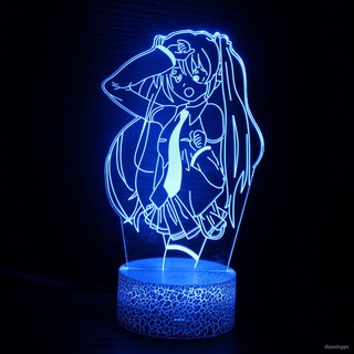二次元初音未來 3d小夜燈七彩觸摸遙控創意led臺燈禮品燈