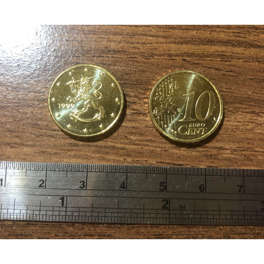 【超值硬幣】芬蘭1999年 10CENTS 歐元 錢幣一枚，少見~