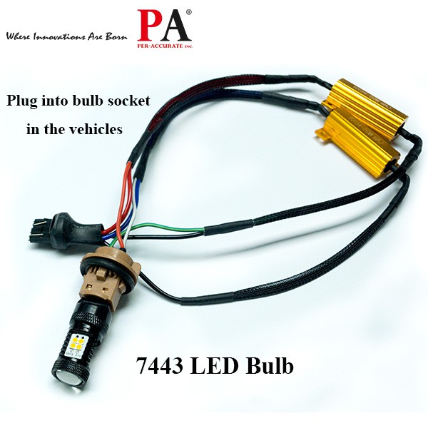 【PA LED】T20 雙芯 7443 對接式 解碼器 黃金電阻 消除 LED HID 故障燈 故障碼 警告燈 防快閃