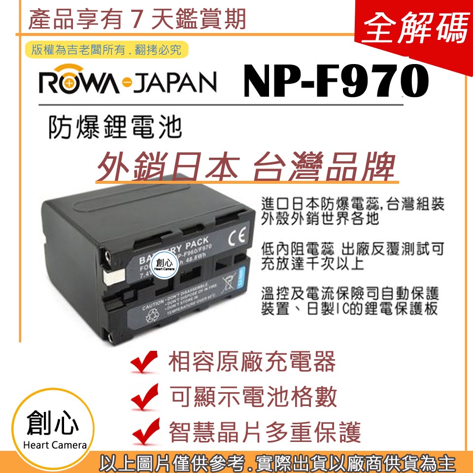 創心 樂華 SONY NP-F950 F960 F970 電池 外銷日本 相容原廠 保固1年 原廠充可用