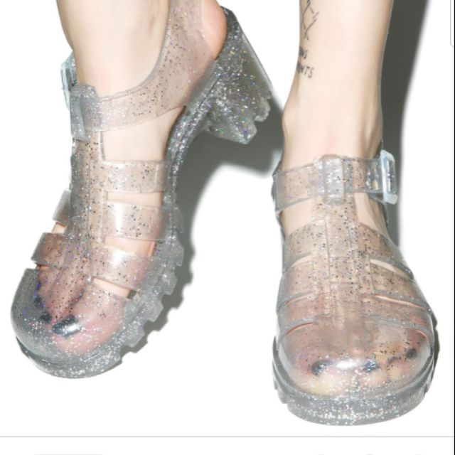 Juju Babe 英國品牌 果凍鞋 透明亮片高跟涼鞋