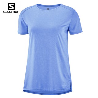 【SALOMON 法國】女 OUTLIME SUMMER 短袖T恤 海藍 S M L 排汗衣 素T 短T 透氣 排汗衫
