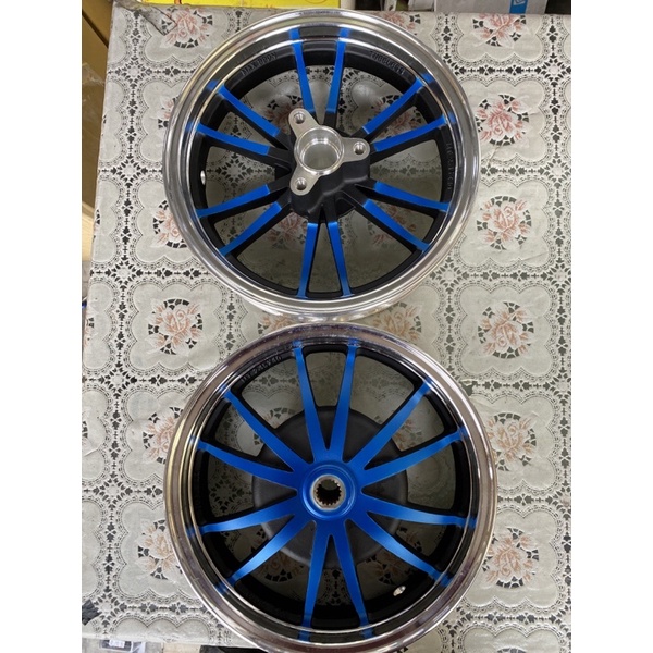 飛達一族-RS RSZ QC100前碟後鼓 鋁合金 改裝輪框 藍色和黑色 1組$1900元