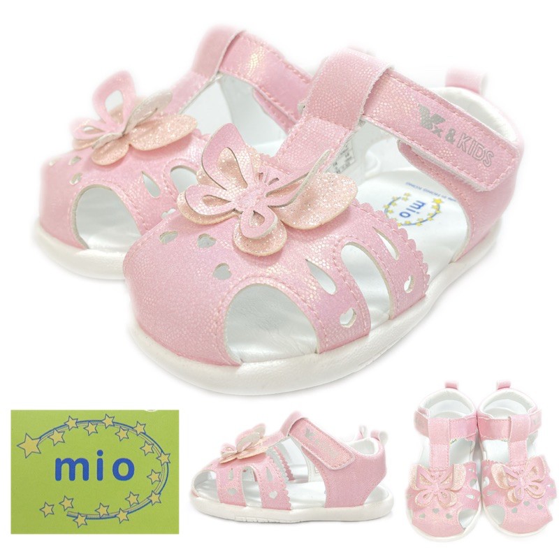 女寶寶鞋 嬰兒鞋 學步鞋 皮面 護趾涼鞋 Mio 粉色 魔鬼氈