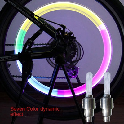 自行車輪胎霓虹燈 LED閃光燈輪氣門嘴蓋燈 輪胎燈裝飾配件