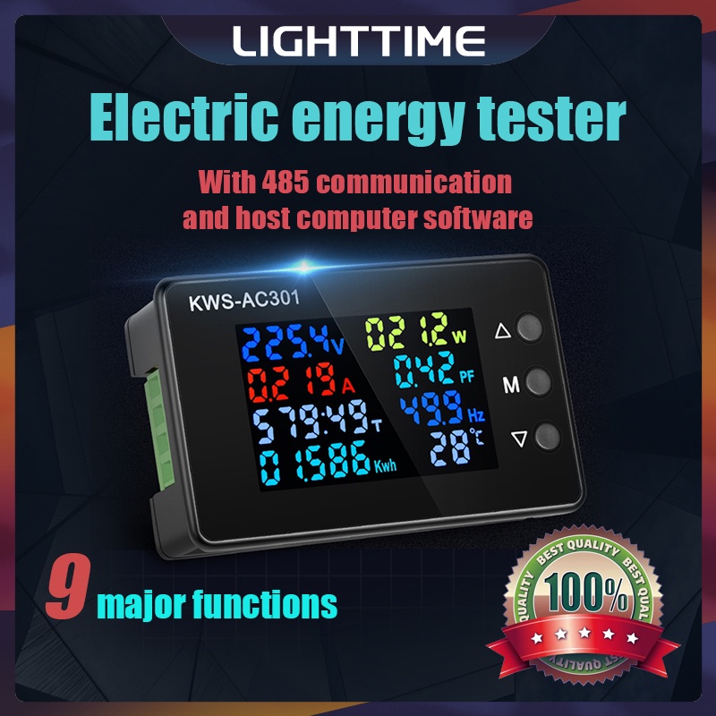 Lighttime 2021 全新數字電能測試儀電壓表電流表 AC 50-300V 電流電壓電流功率電能表 LED 顯示