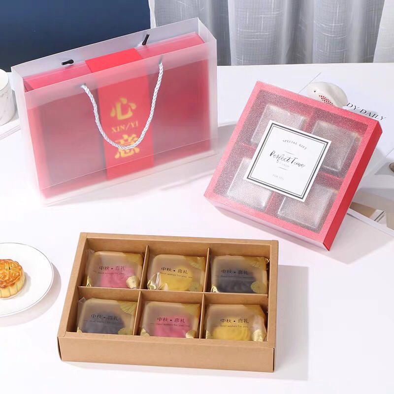 禎巧妙 100G 透明磨沙月餅盒 手提盒 開窗包裝盒 包裝盒 蛋黃酥包裝盒 禮物盒子 禮盒紙盒  禮品盒 手提禮盒