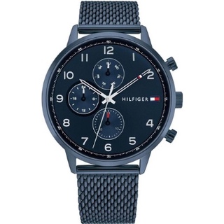 Tommy Hilfiger 寶藍色米蘭錶帶時尚三眼男錶 1791990 錶徑44MM