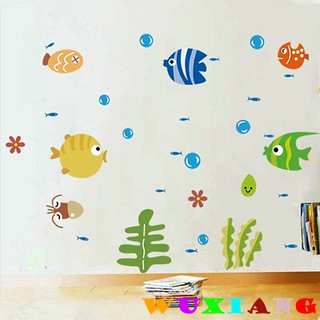 五象設計 動物 壁貼 房間裝飾牆壁裝飾 泡泡魚卡通兒童房間貼畫 浴室自粘牆貼紙 組合牆貼
