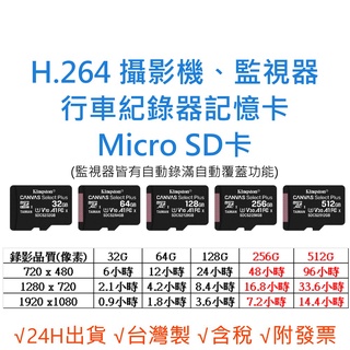 H.264 監控記憶卡 【FAT32監視器專用】C10 microSD TF 256G 512G 行車紀錄器