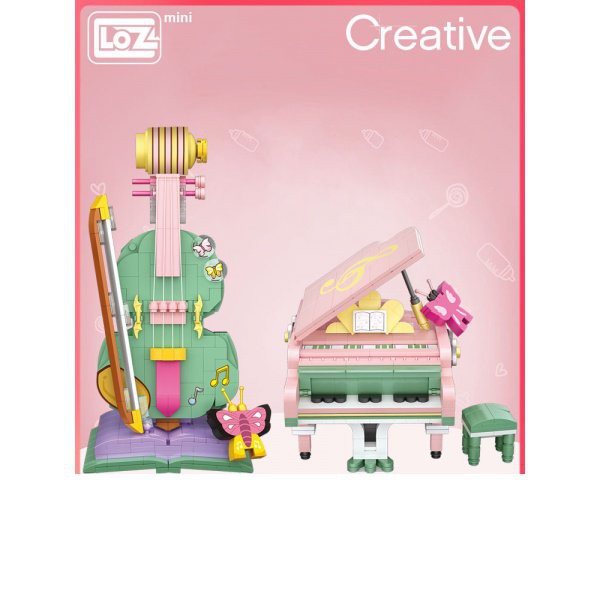 【組裝模型直銷】LOZ/俐智迷你小顆粒積木鋼琴小提琴樂器益智拼裝模型擺件組裝玩具 je6M