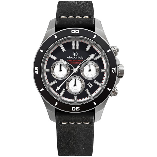 elegantsis 傑本尼氏 ELJT65R-6B03LC 新騎士系列機械腕錶/黑 47.5mm