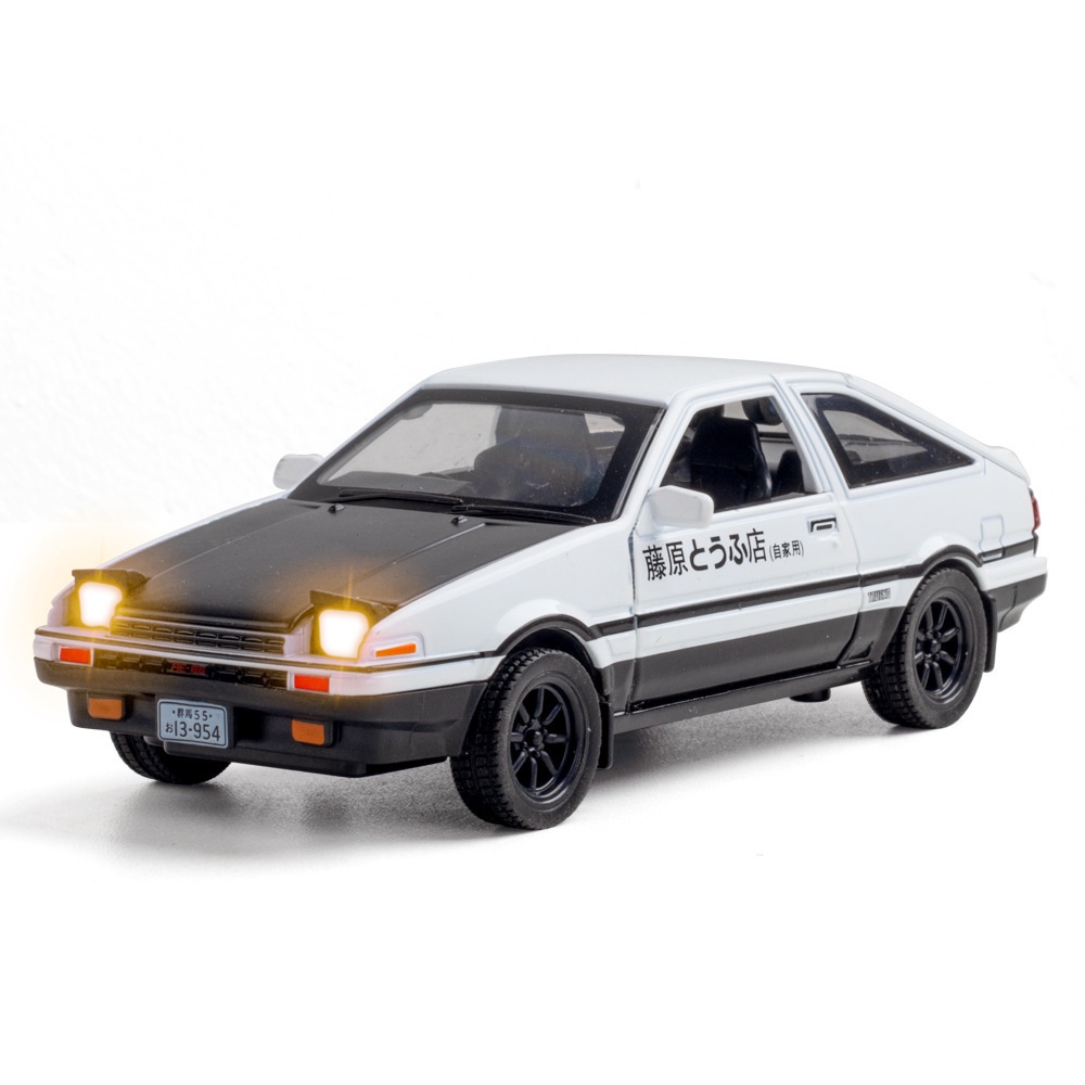 藤原AE86合金汽車模型擺件帶聲光開門玩具（盒裝）