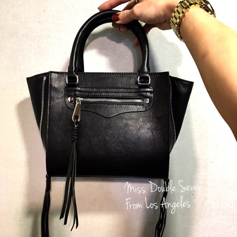 REBECCA MINKOFF side zip mini regan tote-黑色金鍊 現貨在台 特價