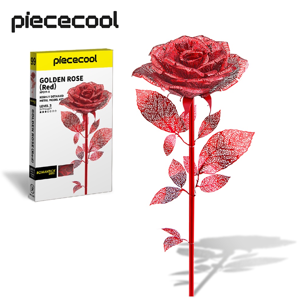 拼酷 3D立體金屬拼圖玫瑰花朵拼裝模型積木套件 DIY 送女生禮物
