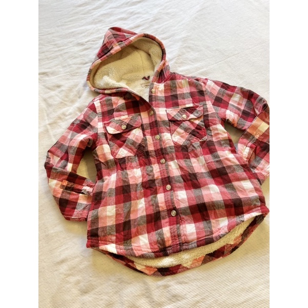 Boston Traders 兒童紅白格紋連帽襯衫式外套 #S(7/8) - 二手