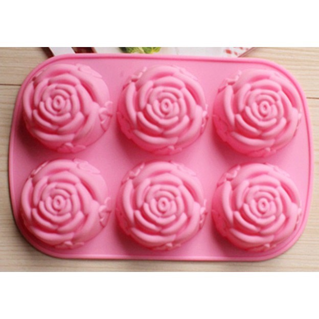 六孔 玫瑰花 皂模 蛋糕模 矽膠 模具 巧克力模 製冰盒 果凍盒