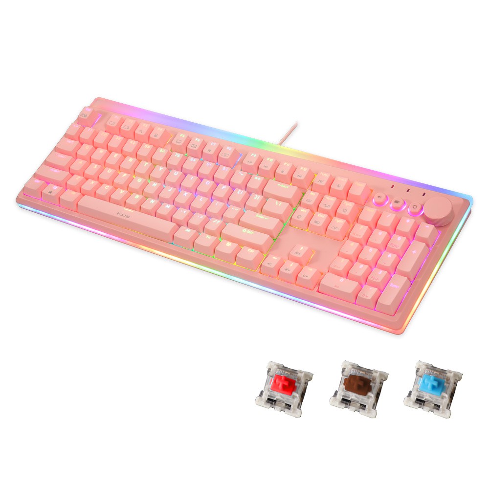 irocks K71M RGB 背光 粉色機械式鍵盤 廠商直送