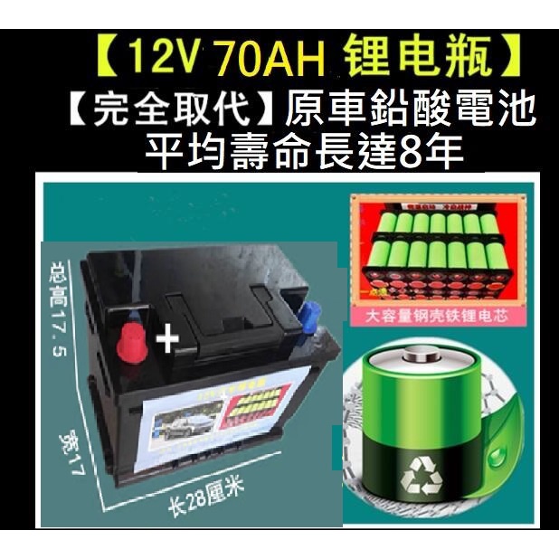 免運磷酸鋰鐵汽車電池電瓶 12V70AH(替換57412 57531 57220 57114 56618 574H28）