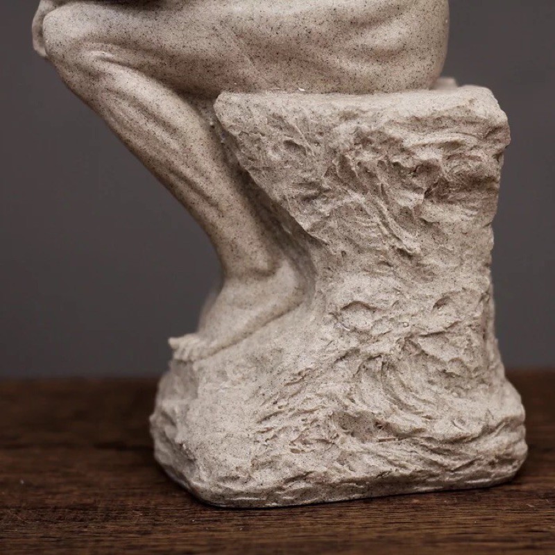 【東青院】【台灣發貨】歐式復古思想者砂岩人物雕塑工藝品家居書房裝飾創意擺件擺設