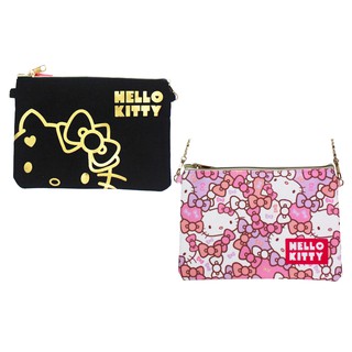 卡漫城 - 特價199 Hello Kitty 收納袋 可觸控 帆布 粉 ㊣版 拉鍊 肩背 萬用包 智慧型手機 側背包