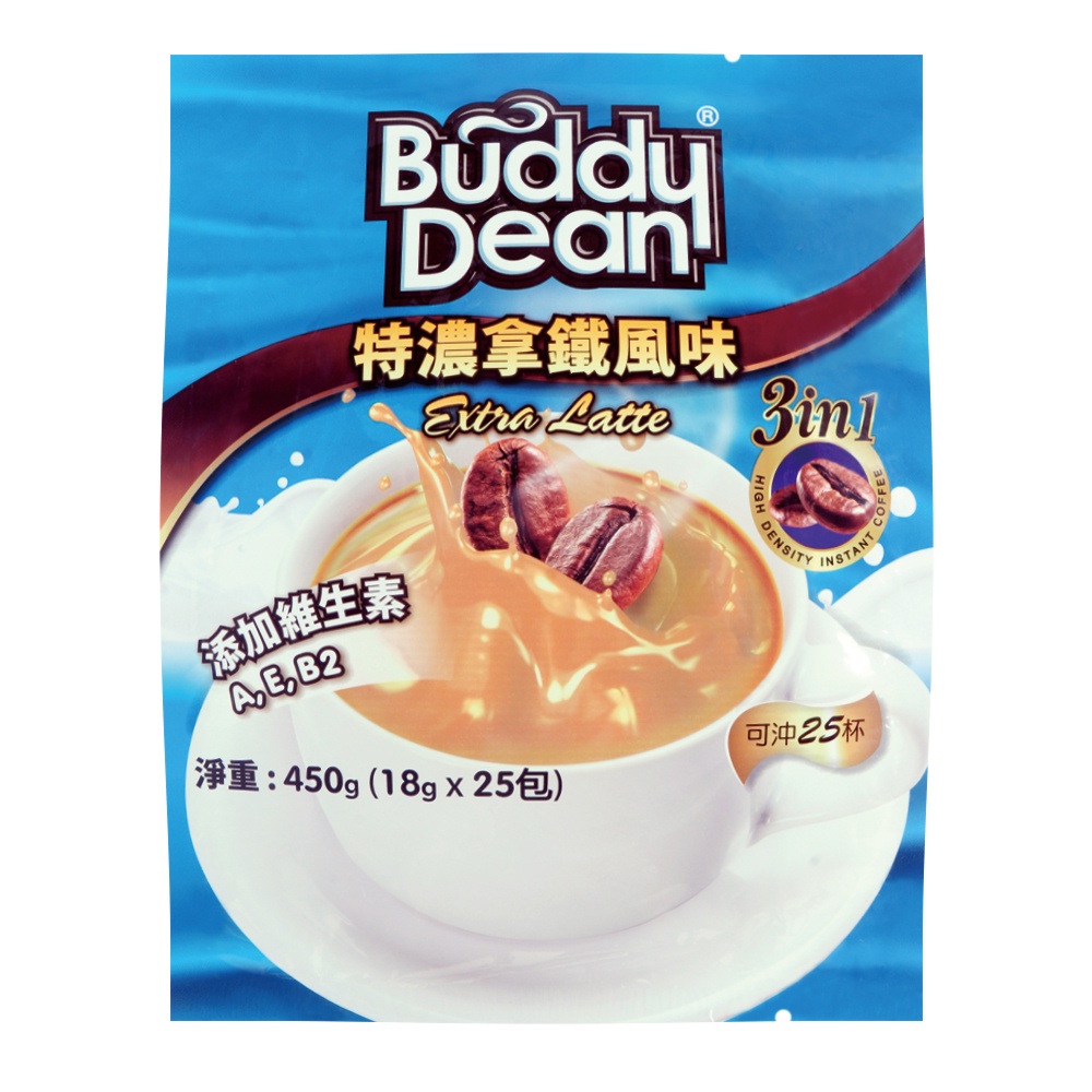 【美味大師】Buddy dean 三合一咖啡-特濃拿鐵風味(18gx25包入)