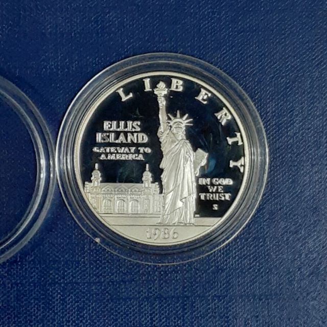 美國自由女神光面紀念銀幣1元1986年