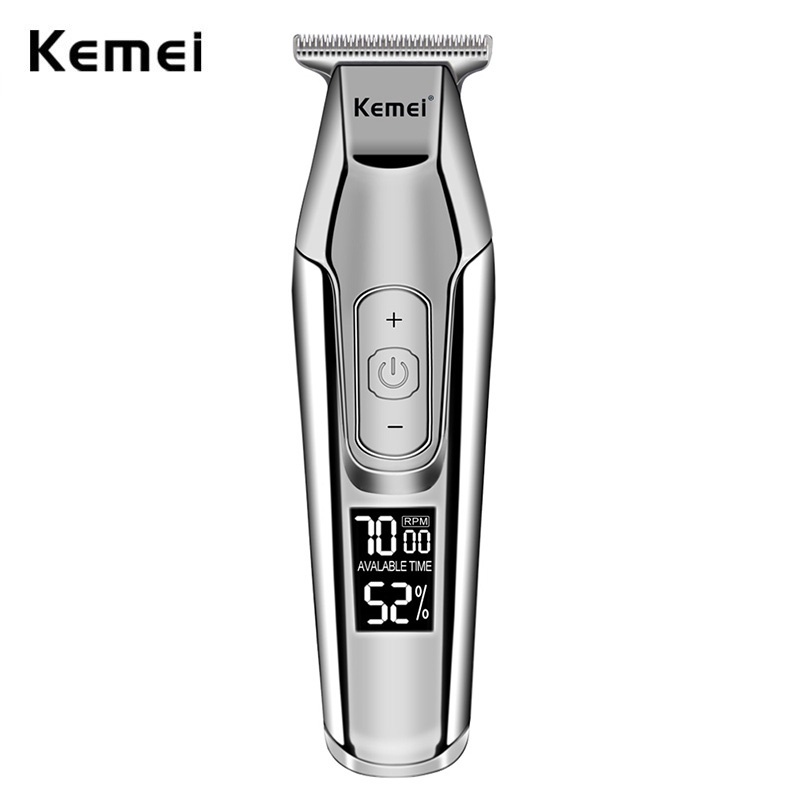 Kemei5027科美理髮器油頭推剪T型0刀頭電推子專用推白理髮器刻痕雕刻專業髮廊鋰電池帶電量顯示器電推剪KM-5027