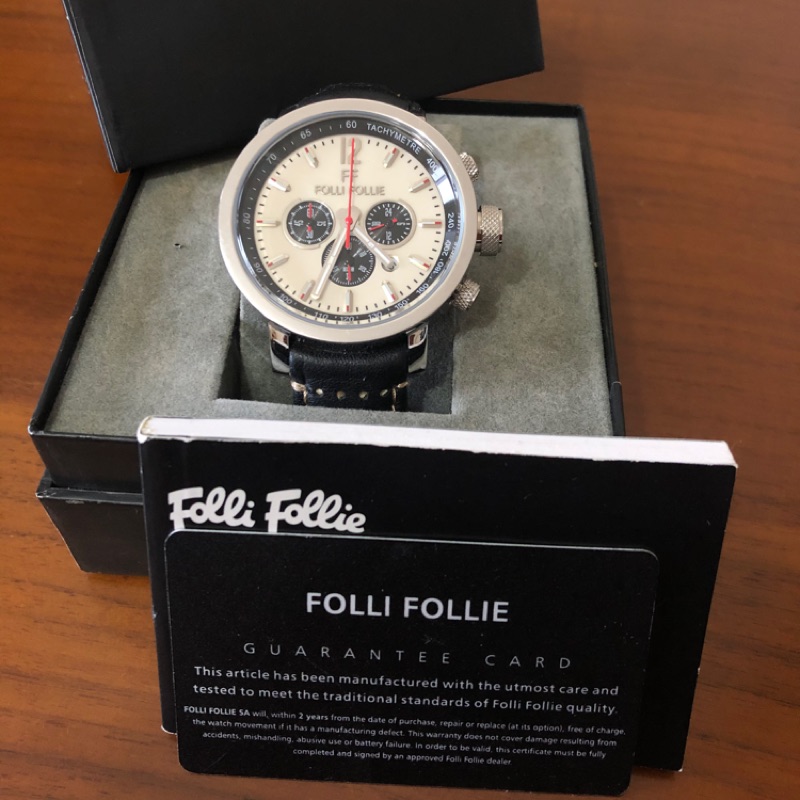 Folli Follie (芙麗芙麗）不繡鋼三眼計時錶-男女可戴時尚品牌設計、不退流行
