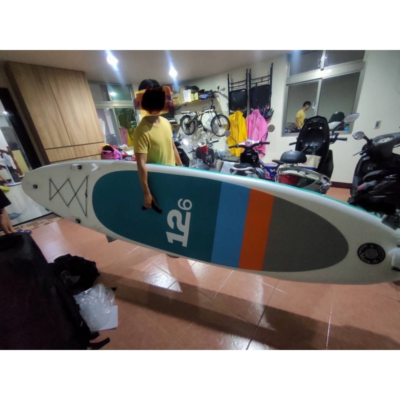 🇹🇼 台灣現貨 五個手把 SUP 12.6  探索板 雙層拉絲 充氣 立槳 槳板