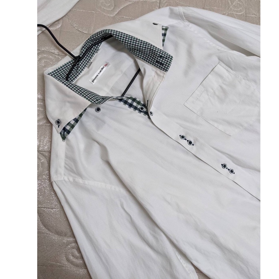 Pierre Cardin 皮爾卡登 白色 格子領 襯衫 尺寸41號