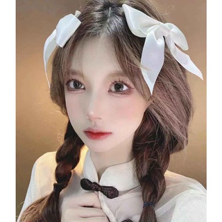 臺灣現貨 貓熊繽雰 法式仙系中國風團子頭大蝴蝶結髮夾包包頭裝飾 手工製作飾品可愛白色髮飾百搭網紅側邊夾頭飾鴨嘴夾髮卡子白
