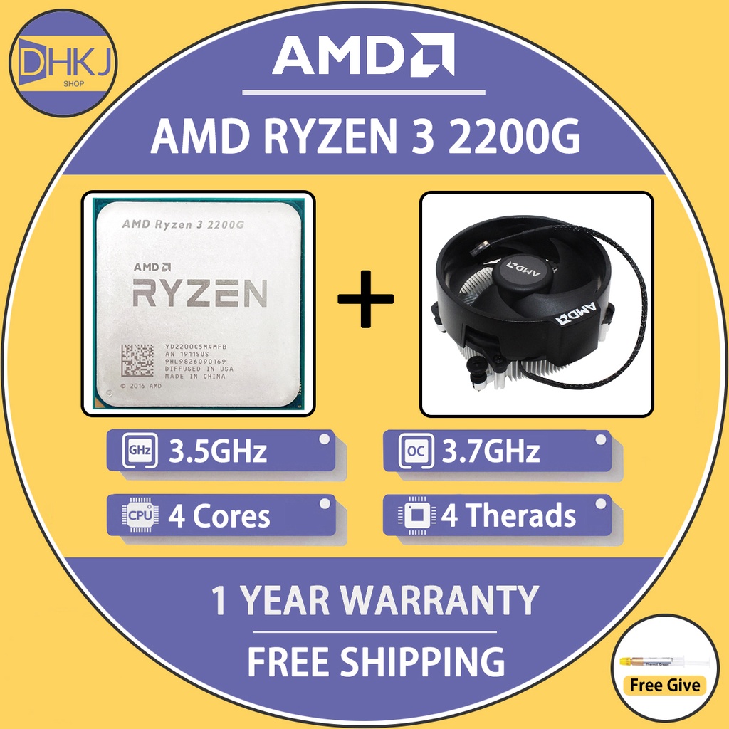 二手 AMD Ryzen 3 2200G R3 2200G 3.5 GHz 四核四線程 CPU 處理器 YD2200C5