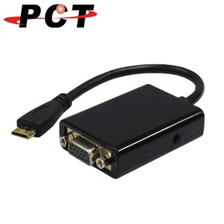 【PCT】Mini HDMI轉VGA+3.5mm音源 螢幕轉接線 Adapter (HVA11M)