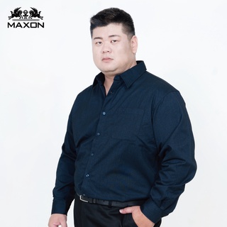 【MAXON大尺碼】深藍黑混紡偏厚長袖襯衫2L~6L特大尺碼 免運82392-58，82393-58