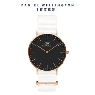 【Daniel Wellington】DW 手錶 Classic Dover 36mm 純淨白織紋錶-黑錶盤
