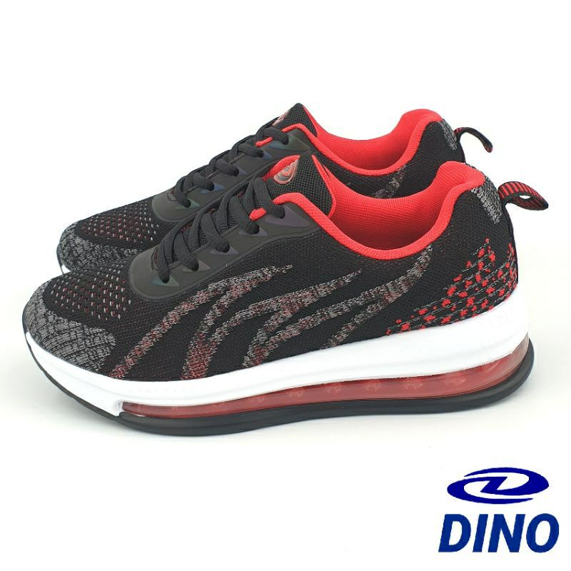 【MEI LAN】DINO (男) 飛織 透氣 全氣墊 慢跑鞋 運動鞋 避震 防臭 Q彈 6276 黑紅 另有黑色