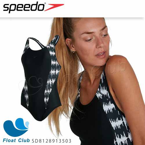 【SPEEDO】女運動連身泳裝 Allover Panel 黑白 SD8128913503